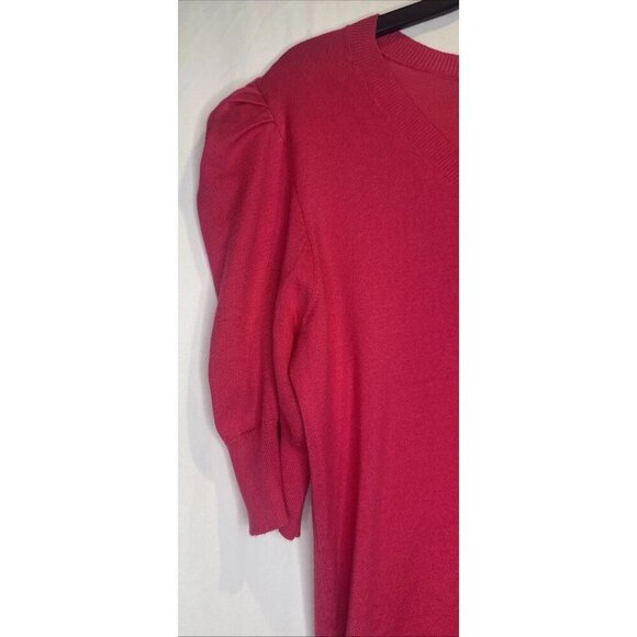 Rachel Roy Women’s V Neck 1/2 Sleeve Bright Pink Rayon Sweater Top Sz M NEW - Picture 3 of 10